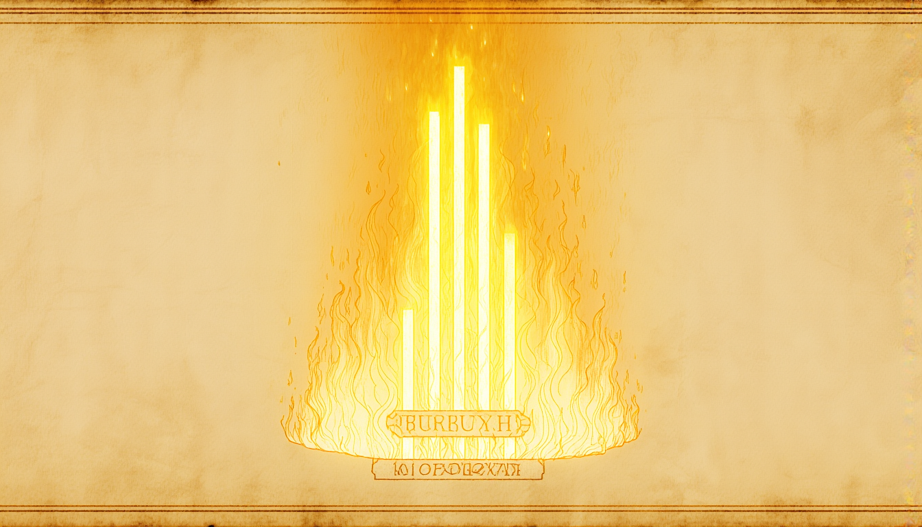 A burning bush with a glowing divine name in the flames